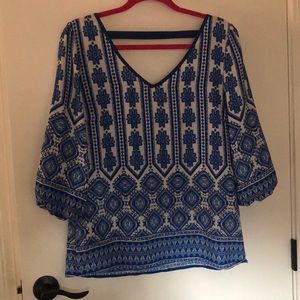 White and blue blouse